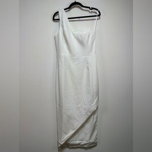Dress the Population | Magnolia One-Shoulder White Midi Dress